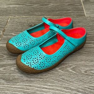 Angel Steps Mary Jane Flats Shoes Sandals Turquoise Red Women's Size 7.5M